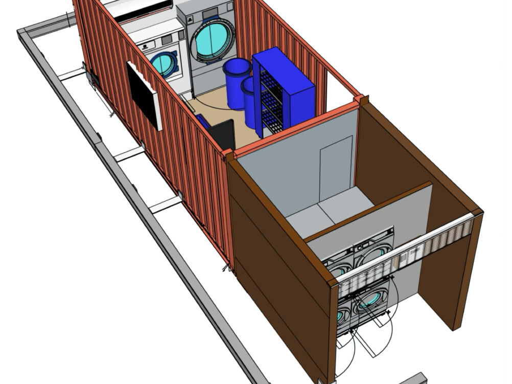Plan 3D Sebibox - module conteneur container de la blanchisserie module conteneur