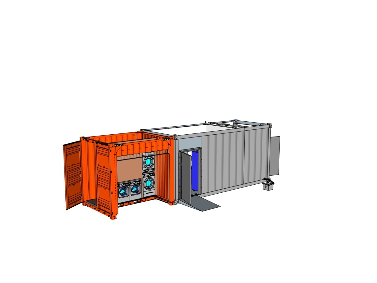 Sebibox - Blanchisserie industrielle en module container / conteneur  pour hôtel et établissement médico-social 